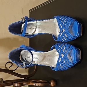 Blue Platform High Heels, Size  5.5 by WILD DIVA (New)
